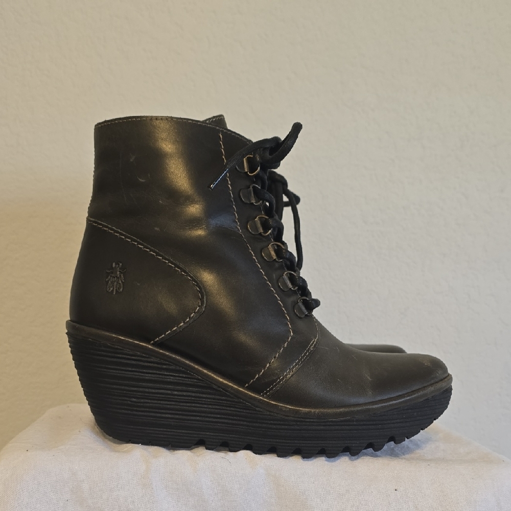 Fly London Black Lace Up Boots